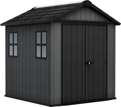 Produktbild von Keter Newton 757 Gartenhaus - 223.8x230x246cm - Satteldach - Kunststoff - Grau - natürlicher Holzlook