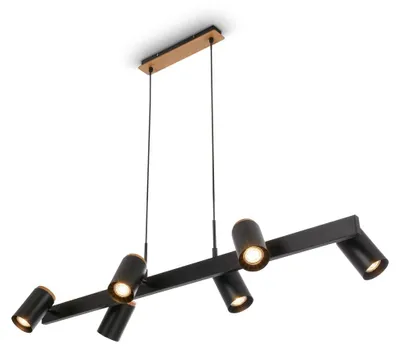 Produktbild von Briloner DUTA Pendelleuchte, Schwenkbar, GU10 Fassung, 6-flammig, Schwarz-Holz, 110 x 24,9 x 120 cm