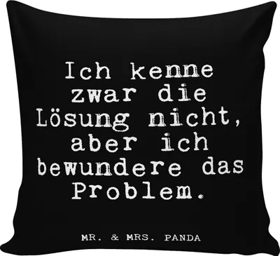 Produktbild von Mr. & Mrs. Panda kissen für sofa Ich kenne zwar die... - Schwarz - Geschenk, Deko, Lustige Sprüche, Onkel, kuschelkissen 40x40, Problem, Männer, Problemlösung, Zierkissen