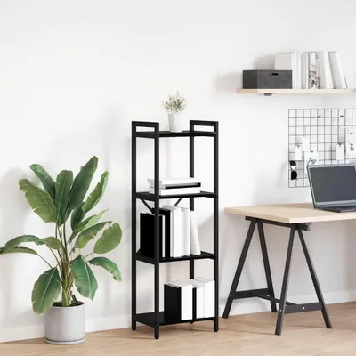 Obrázek produktu pro Maison Exclusive – Regál na knihy, rozměry 40 x 30 x 119 cm, materiál: dřevotříska, barva: černá, Imitace: imitace dubového dřeva