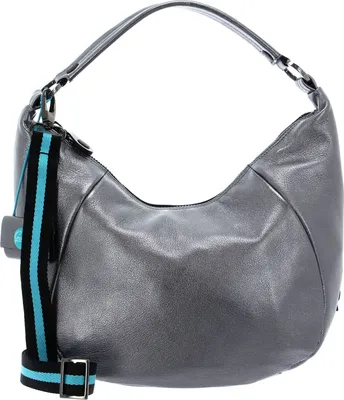 Produktbild von Gabs Leder Schultertasche Umhängetasche Penelope TG Splendente Black Bag Canna Di Fucile silberfarben