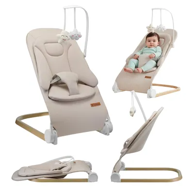 Obrázek produktu pro Tulano Moon 50 baby bouncer grey - 4-směrně nastavitelné opěradlo, hrací oblouk, matrace UltraSoft, snímatelný potah