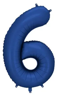 Obrázok produktu pre Fóliový balón číslo 6, 86 cm, tmavomodrý, satén