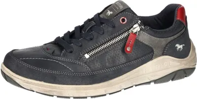 A single blue sneaker is shown against a white background.