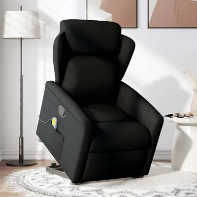 Produktbild von vidaXL Massagesessel mit Aufstehhilfe Schwarz Stoff