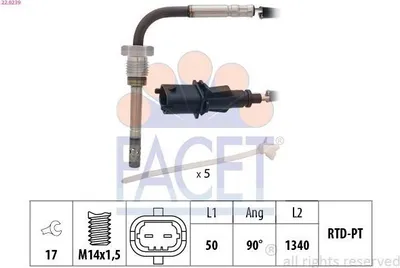 Produktbild von FACET 22.0239 Abgastemperatursensor für OPEL Corsa D Schrägheck (S07) M14x1,5