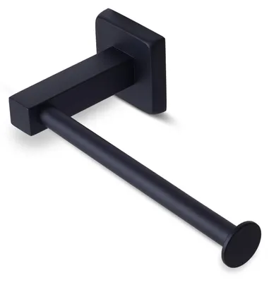 Produktbild von Toilettenpapierhalter zur Wandmontage, robust, für Badezimmer und Toilette, rostfrei, wasserdicht, quadratisch, schwarz