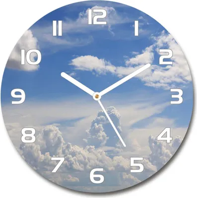 Produktbild von Wanduhr aus Glas 30fi Glasbild Glasuhr Gehärtetes Glas - weisse-zeiger - Clouds in the sky