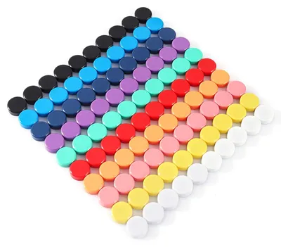 Produktbild von Magnete für Magnettafeln, 100 Stück, 10 Farben, starke Magnete für Whiteboards, Pinnwände und Kühlschränke.