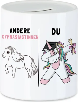 Produktbild von Andere Gymnasiastinnen Du Spardose  Pferd Einhorn Geschenkidee Lustig Gymnasium 5. Klasse