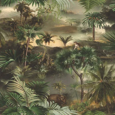 Produktbild von Vliestapete 692600 Tapete Bäume Blätter 53 x 1005 cm Rasch Rhapsody Grün