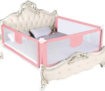Produktbild von 3er set Bettgitter 180 cm Bettschutzgitter Kinderbettgitter Babybettgitter Kinderbett Fallschutz Bett Höhenverstellbar Rosa