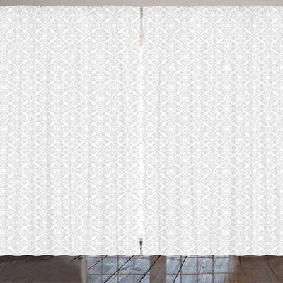 Produktbild von ARANDE Damast-Grau Gardine, Abstrakte geometrische Blumen Lattice in Vintage-Oriental Aufwändige Grafik, 280 x 175 cm, Pale Grau und Weiß