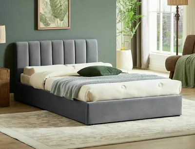 Zdjęcie produktu dla Łóżko tapicerowane MONTREAL VELVET 120x200 szare z pojemnikiem