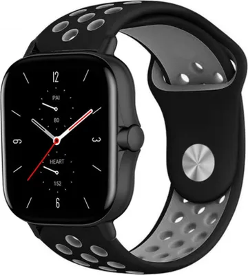 Produktbild von Strap-it Amazfit GTS 2 Sportarmband (Schwarz/Grau)