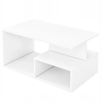Zdjęcie produktu dla Stolik biały kawowy nowoczesny z półką biały loft duży 90 cm