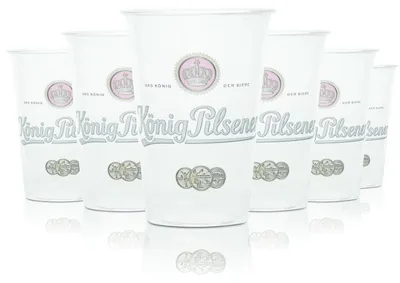 Produktbild von 100x König Pilsener Einweg Kunststoff Bierbecher Glas 0,2l Plastikgläser