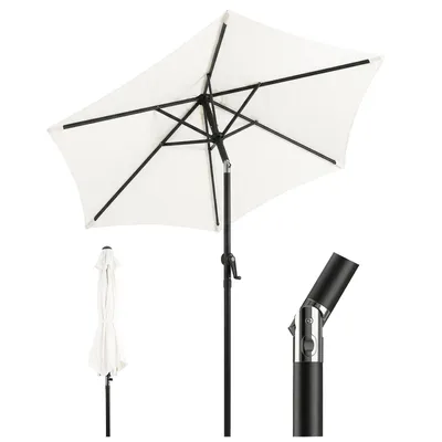 Produktbild von Sekey Rund Sonnenschirm 200 cm, Gartenschirm mit Kurbel & Knickfunktion, windstabil neigbar Marktschirm, UV 50+ Schutz, perfekt für Balkon Garten
