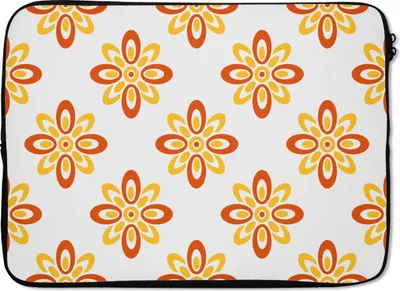 Produktbild von MuchoWow® Laptop Hülle 13 Zoll Muster - 70er Jahre - Blumen - Orange Laptoptasche - Laptophülle - Sleeve - Rundumschutz