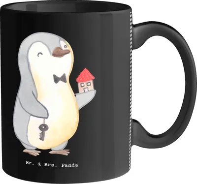 Produktbild von Mr. & Mrs. Panda Teebecher Assistent für Innenarchitektur Herz - Schwarz - Geschenk, Pott, schöne tasse, Becher, Kaffeepott, Kaffeetasse