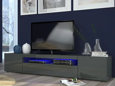 Produktbild von TV-Lowboard Longboard Hifi Rack Unterschrank "Daiquiri II" Anthrazit-Hochglanz