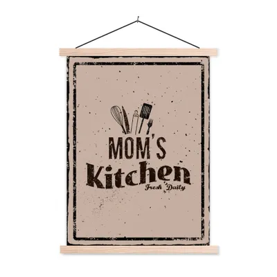 Produktbild von MuchoWow® Textilposter Küche - Mama - Retro 40x53 cm mit holzfarbenen Rahmen - Schlafzimmer