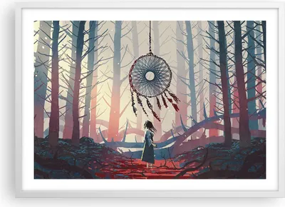 Produktbild von Gerahmtes Poster - Weißer Rahmen - Märchen Fänger Träume - 70x50 cm - Wand Bild - Wanddeko - Wandbilder - Kunstposter - Wandposter - Bilderrahmen - Bilder - Kunstdruck - P2WAA70x50-4789