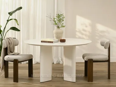 Obrázok produktu pre Okrúhly jedálenský stôl 130 cm ALVARO - krémový