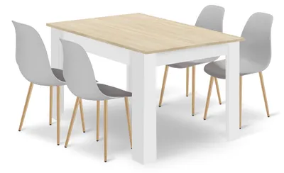 Image de Ensemble Repas - Leobert - Wat - Chêne/Chêne Sonoma/Blanc/Gris - 120 X 80 Cm - 5 Pièces