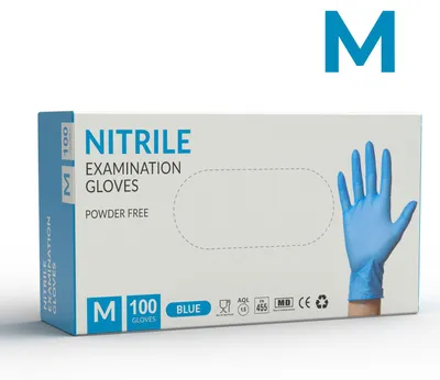 Produktbild von NITRILHANDSCHUHE PUDERFREIE HANDSCHUHE BLAU 100 Stück GRÖSSE M