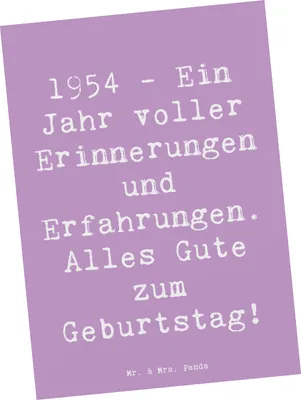 Produktbild von Mr. & Mrs. Panda Postkarte Spruch 1954 Geburtstag - Lavendeltraum - Geschenk, Glückwunsch, bildkarte, Geboren am, Postkarten, Happy Birthday, unvergessliche Momente, Gruß