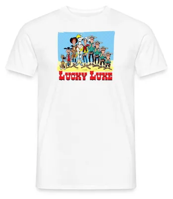 Produktbild von Spreadshirt Lucky Luke Charaktere Männer T-Shirt, 4XL, Weiß