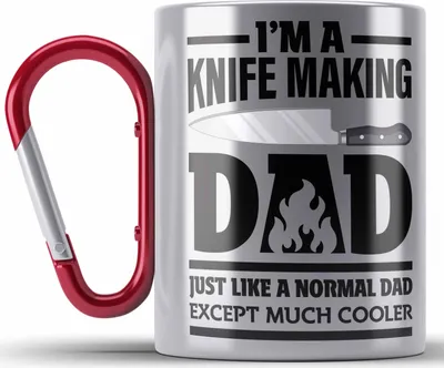 Produktbild von Trendation - Schmied Geschenk Edelstahl Tasse Karabiner mit Spruch Hufschmied Karabiner Edelstahl Tasse Karabiner Edelstahl Geschenkidee Papa (Rot)