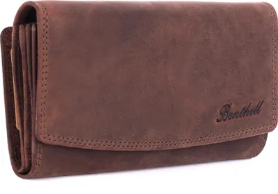 Produktbild von Benthill Damen Portemonnaie Echt Leder XXL - Geldbörse Groß mit RFID Schutz - Echtleder Vintage Damenbörse mit vielen Kartenfächer inkl. Geschenkbox