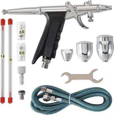 Productafbeelding van Famanu Airbrush Set 0,3 mm, 0,5 mm, 0,8 mm - Precisie-airbrush voor creatieve projecten
