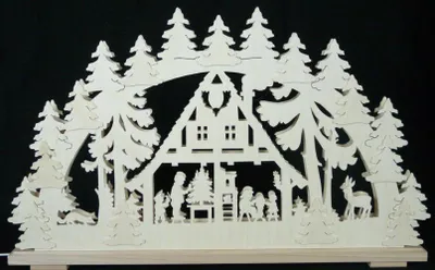 Produktbild von Schwibbogen mit Waldhaus und Beleuchtung BxHxT 70x43x7cm NEU