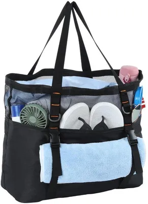 Image de Sac de voyage imperméable avec boucle - grand format - sac de voyage compartimenté avec de nombreuses poches, sac de voyage de type cabas pour femmes, idéal pour les vacances et la plage - noir
