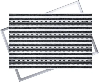 Produktbild von POLENTEX Aluminium Fußmatte für Türen mit Rahmen 75x50 cm, verstärkt 12 mm, Textil, objektgeeignete Eingangsmatte für Innen, Rips Anthrazit