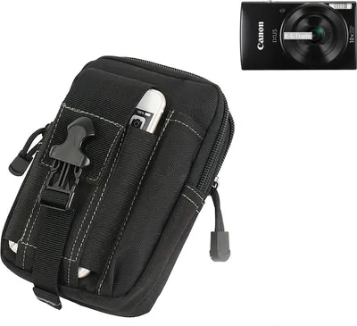 Produktbild von K-S-Trade Holster Kamera-Tasche kompatibel mit Canon IXUS 190  Gürtel-Tasche mit Extrafächer schwarz 1x