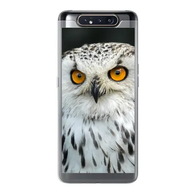 Produktbild von MuchoWow® Handyhülle Schutzhülle Hülle für Samsung Galaxy A80 Eine braune Eule mit orangefarbenen Augen Silikon Softcase Handy Hülle - Schutzdeckel