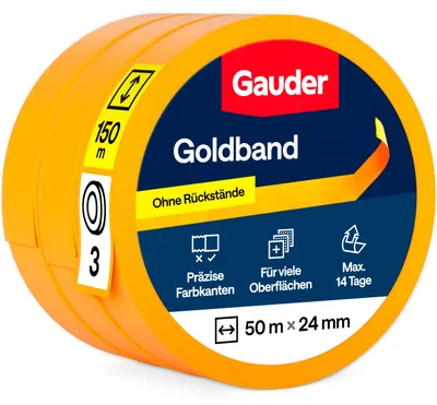 Zdjęcie produktu dla Taśma malarska GAUDER Goldband, 3 rolki, 24 mm x 50 m