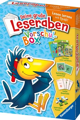 Produktbild von Ravensburger Deine große Leseraben Vorschul-Box - lesen lernen mit Spaß - Erstlesebücher, Spiele, Sticker und vieles mehr