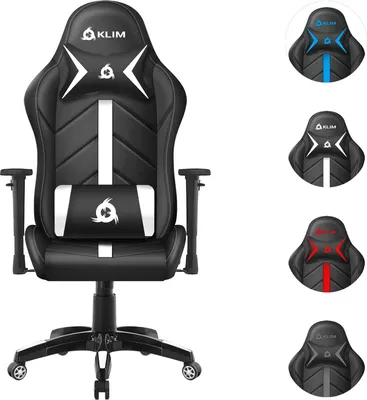 Produktbild von KLIM 1st Gaming Chair + Rücken- und Kopfstütze + Ergonomischer Computerstuhl mit Rädern und verstellbaren Armlehnen + Kunstleder + Sehr robuster Schreibtischstuhl (Weiß)