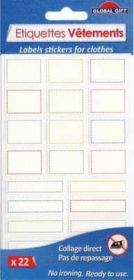 Produktbild von 22 Textiletiketten - Einfarbig - Nicht mit Klebstoff beschichtet - 2 Formate