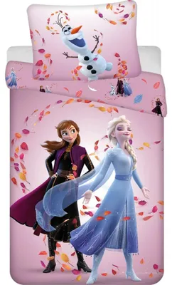 Produktbild von Frozen Baumwoll-Bettwäsche 140x200 cm Deckenbezug + 70x90 cm Kissenbezug mit Reißverschluss
