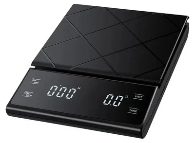 Produktbild von Digitale Kaffeewaage mit LCD-Display, Timer und 0,1-g-Genauigkeit bis 3 kg - Schwarz