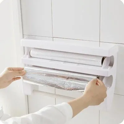 Immagine prodotto di Portarotoli in alluminio per 2 rotoli, pellicola da cucina, rotolo di carta da cucina