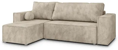 Produktbild von Masseno Ecksofa RAVELO P mit Schlaffunktion L-Form, Sofa mit Bettkasten, Wohnzimmersofa, Couch, Soffa, Bettsofa, Couchgarnitur- Creme, POSO 100