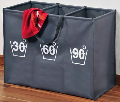 Productafbeelding van Wassorteerder, Sorteer uw vieze was op Temperatuur: 30°, 60°, 90° | Was basket | Grote Wassorteer wasmand met 3 Vakken | Sorteer Wasmand | Totale