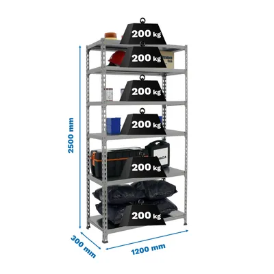 Produktbild von SIMONCLICK MEGAPLUS 6/300 2500 GINK/GRAU Metallregal